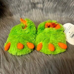 Wonder Nation Dinosaur Claw Feet Slippers Baby Boys Size 3 Green‎ Fluffy Shoes